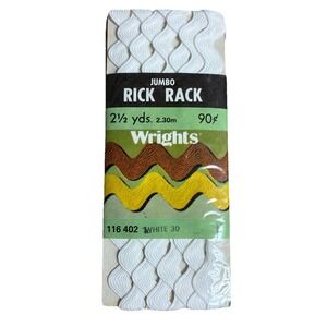 Wright's‎ Sewing RICK RACK White Jumbo 2.5 yards Vintage 1980